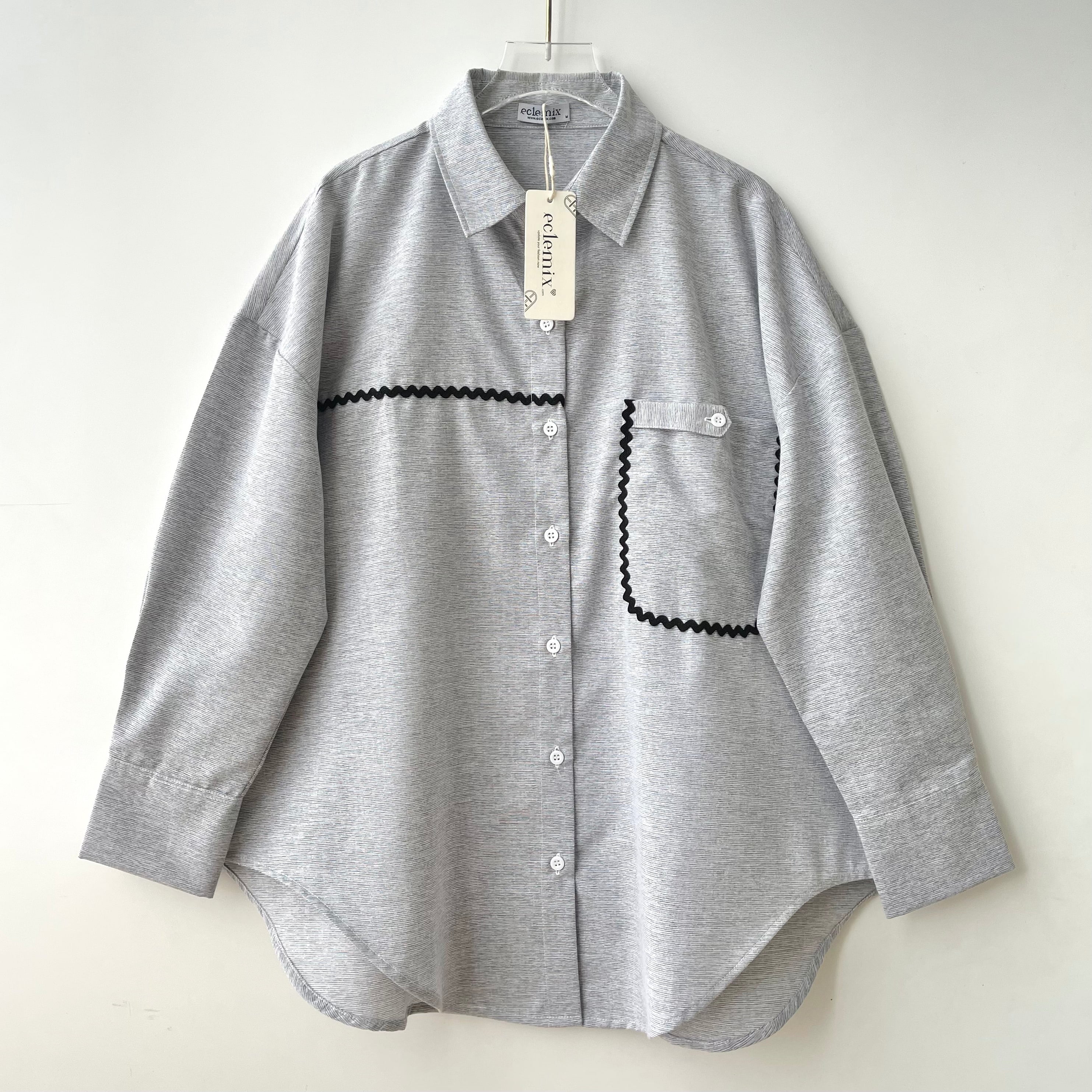 Image of Eclemix Top Heeju | Atasan Wanita Kemeja Printing Kancing Depan Lengan Panjang | Kemeja Kerja Printing